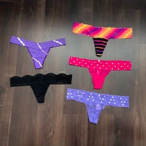 5 PINK VS Extra Low Rise Thongs
